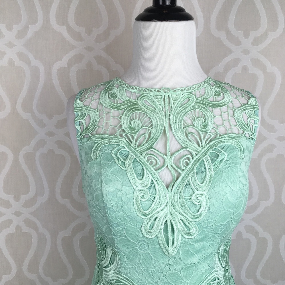 *CLEARANCE* Mint Crochet Sweetheart Mini Dress - Picture 2 of 8